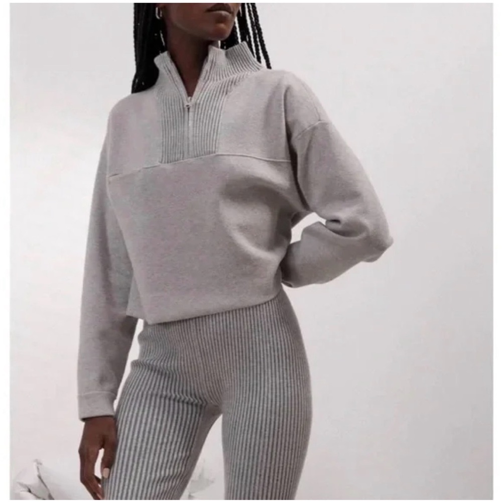Lunya Gray Quarter-Zip Sweatshirt